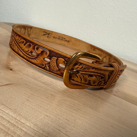 Vintage Tooled Leather Western Belt ‘Marcy’ Name Acorn Design 32.5” Cowgirl main image 5